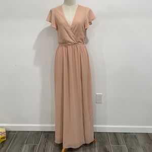 Lulu’s blush pink v neck flowy dress